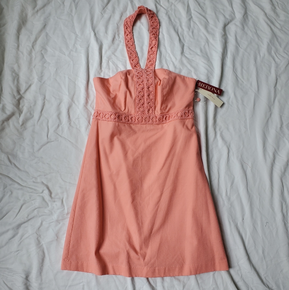 Coral Merona Trim Detail Halter Sheath Dre…